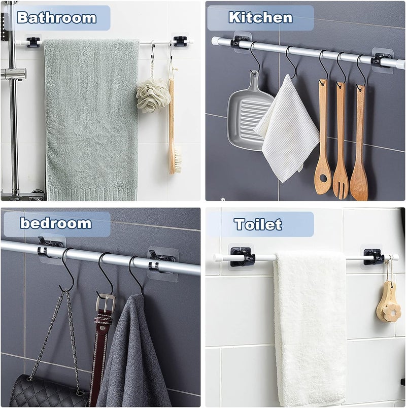 Codoule 2PCS No Drill Curtain Rod Brackets No Drilling Curtain Rod Holders Self Adhesive Curtain Rod Hooks Nail Free Adjustable Curtain Hangers,Non Screw Damage Stick On Drapery Rod Bracket for Wall Window - Image 4